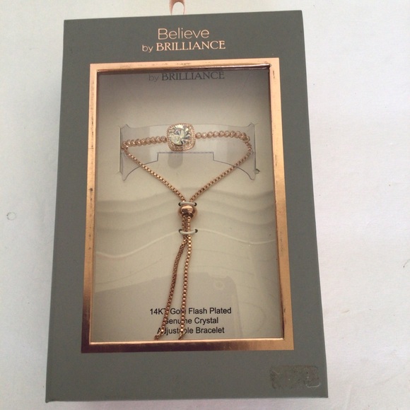 BELIEVE BY BRILLIANCE ROSE GOLD 14k GOLD FLASH PLATED CRYSTAL BRACELET N… - Picture 3 of 16